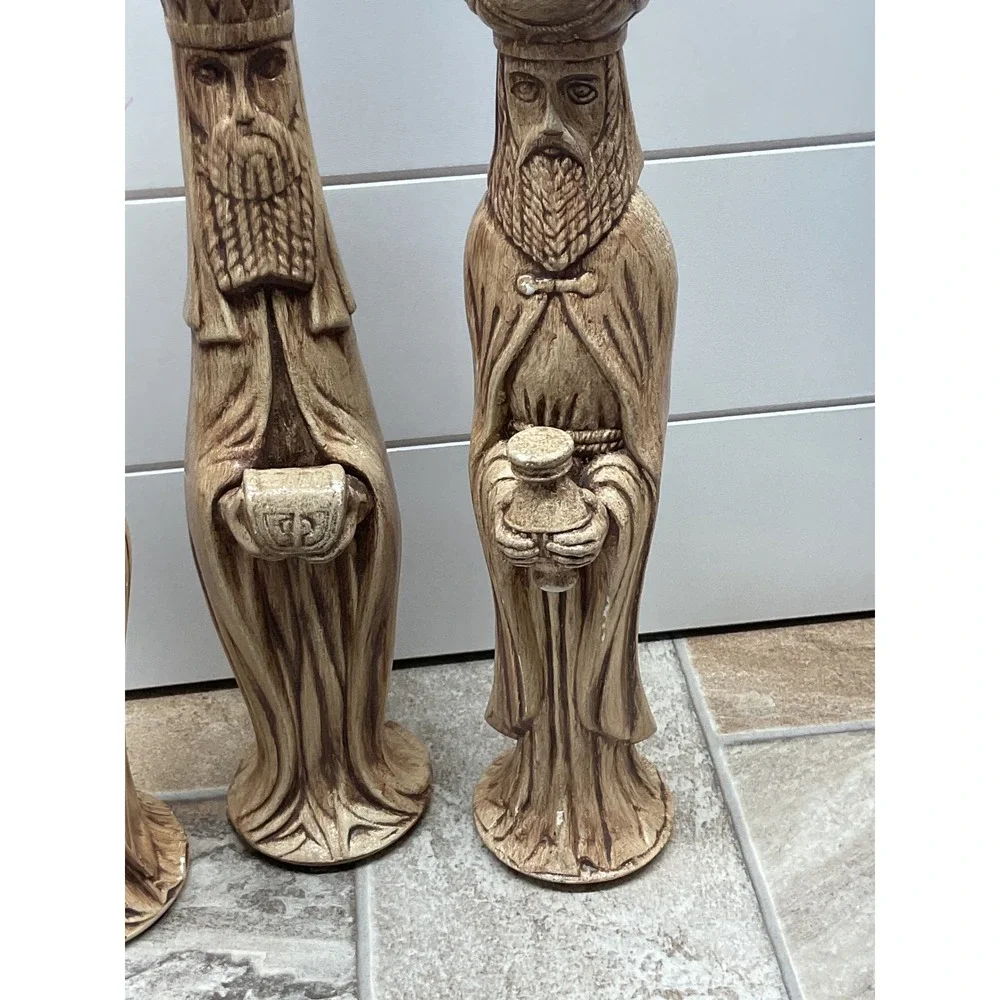 Vintage 1975 Denise Signed Ceramic Three Wise Men Nativity Set 12.5